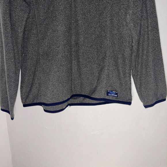 LL Bean 1/4 Zip Lightweight Fleece Pullover Sweater Logo Gray Size L Women's - Picture 3 of 6